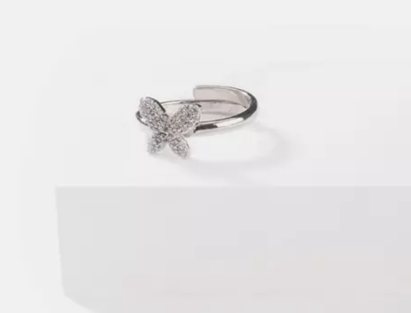 Platinum Plated Silver Crystal Elegant Couple Adjustable Ring Gift for Men and Women - Image 2